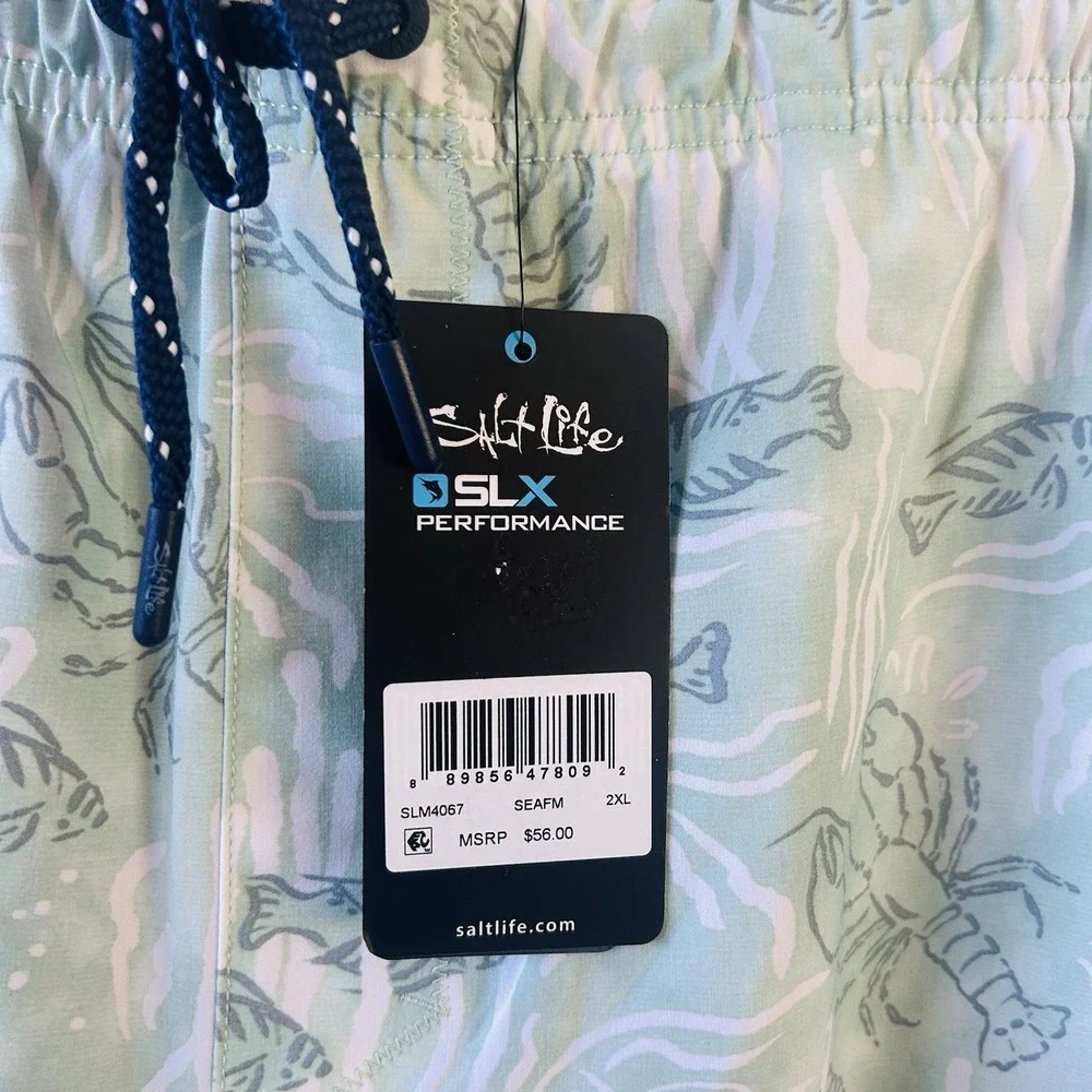 Swimsuit Salt Life Men's 2XL Swim‎ Trunks New! Fish Turtles Green Anti Rash BBB